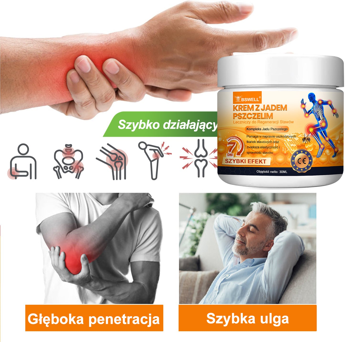 ✅ BSWELL® Krem z jadem pszczelim na regenerację stawów 🏃‍♀️ (ekstrakt z pszczoły nowozelandzkiej – opracowany z myślą o osobach z problemami ze stawami i bólem stawów)