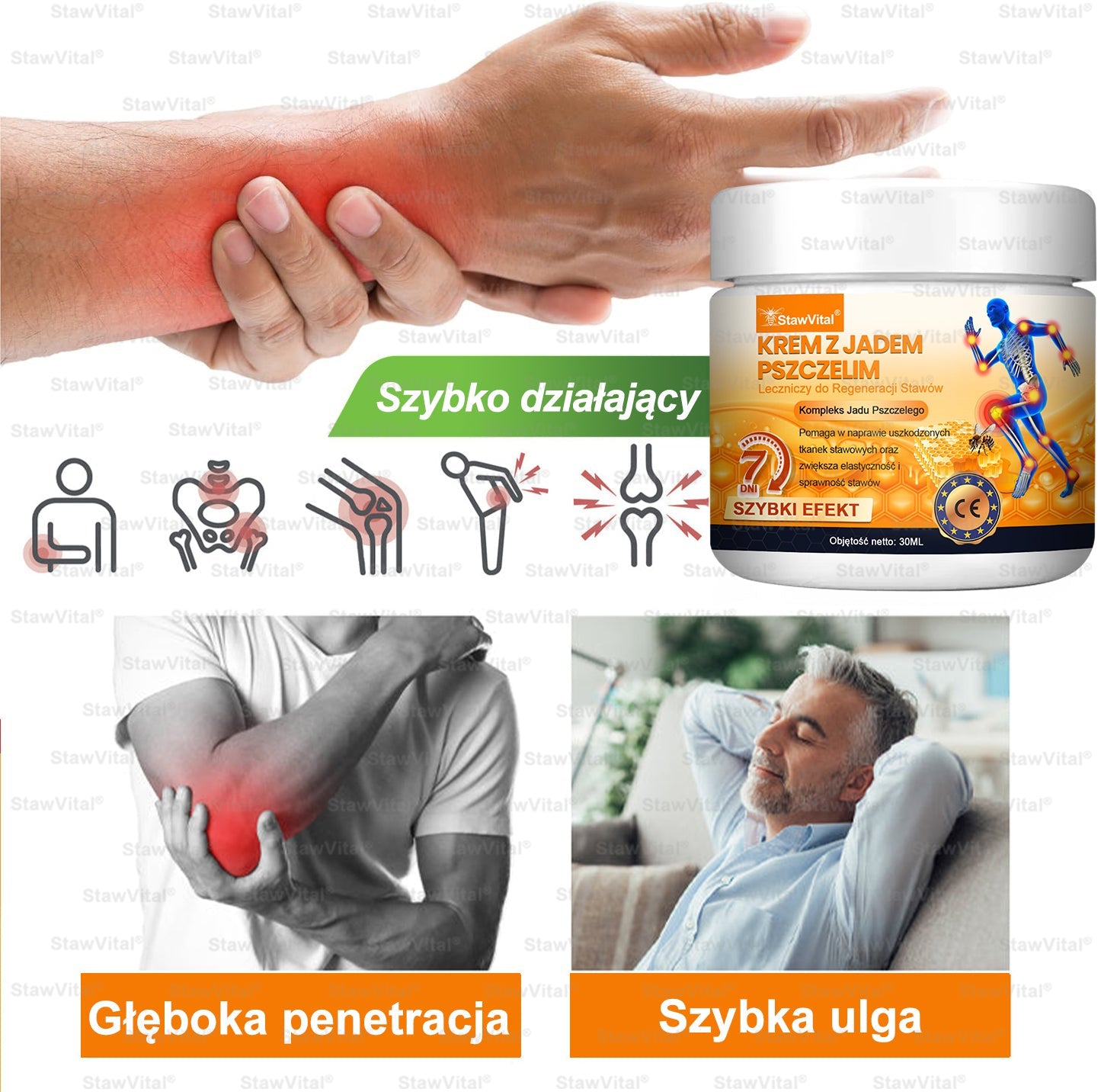 💚𝑺𝒕𝒂𝒘𝑽𝒊𝒕𝒂𝒍® Krem z jadem pszczelim na regenerację stawów 🏃‍♀️ (ekstrakt z pszczoły nowozelandzkiej – opracowany z myślą o osobach z problemami ze stawami i bólem stawów)